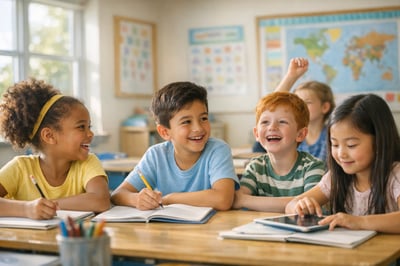 Happy Pupils Learning With Support