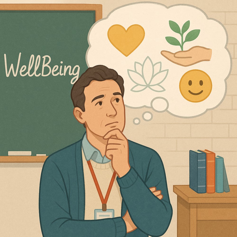 a teacher reflecting on the role of wellbeing with no text-1