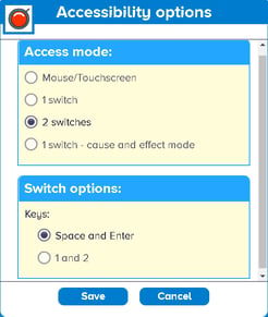 Screen shot of busy things switch options menu