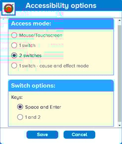 Screen shot of busy things switch options menu