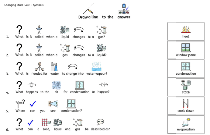 Changing states quiz with symbol support